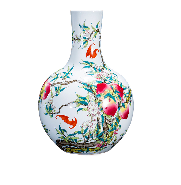 Jingdezhen ceramic antique qianlong pastel peach blossom put nine bottles of classical Chinese style household, sitting room adornment furnishing articles tree