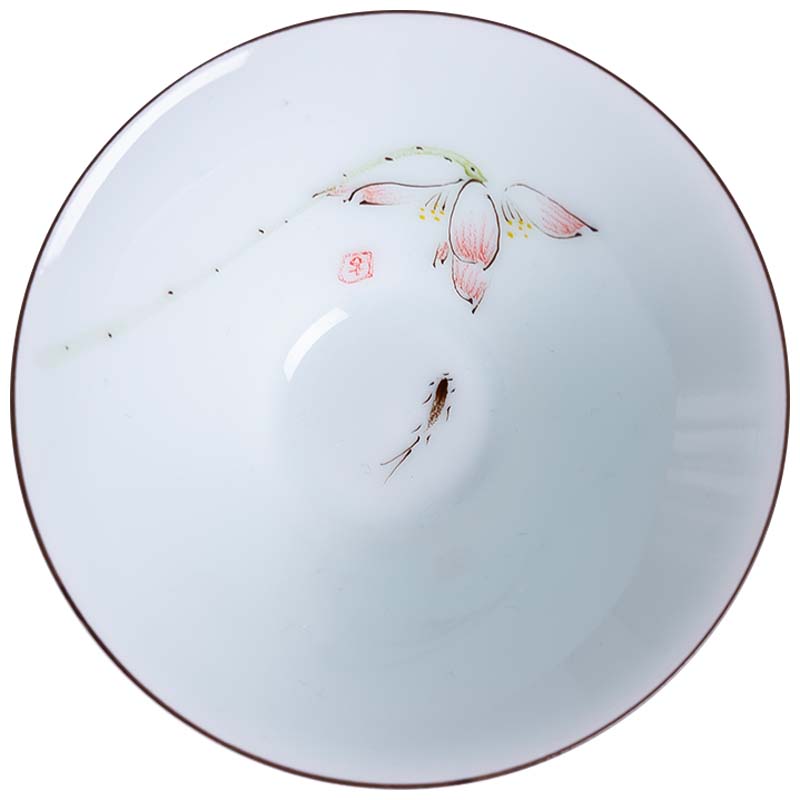 Jingdezhen ceramics kung fu tea cup of pure hand - made hat to a cup of new Chinese style is contracted creative tea cup single CPU