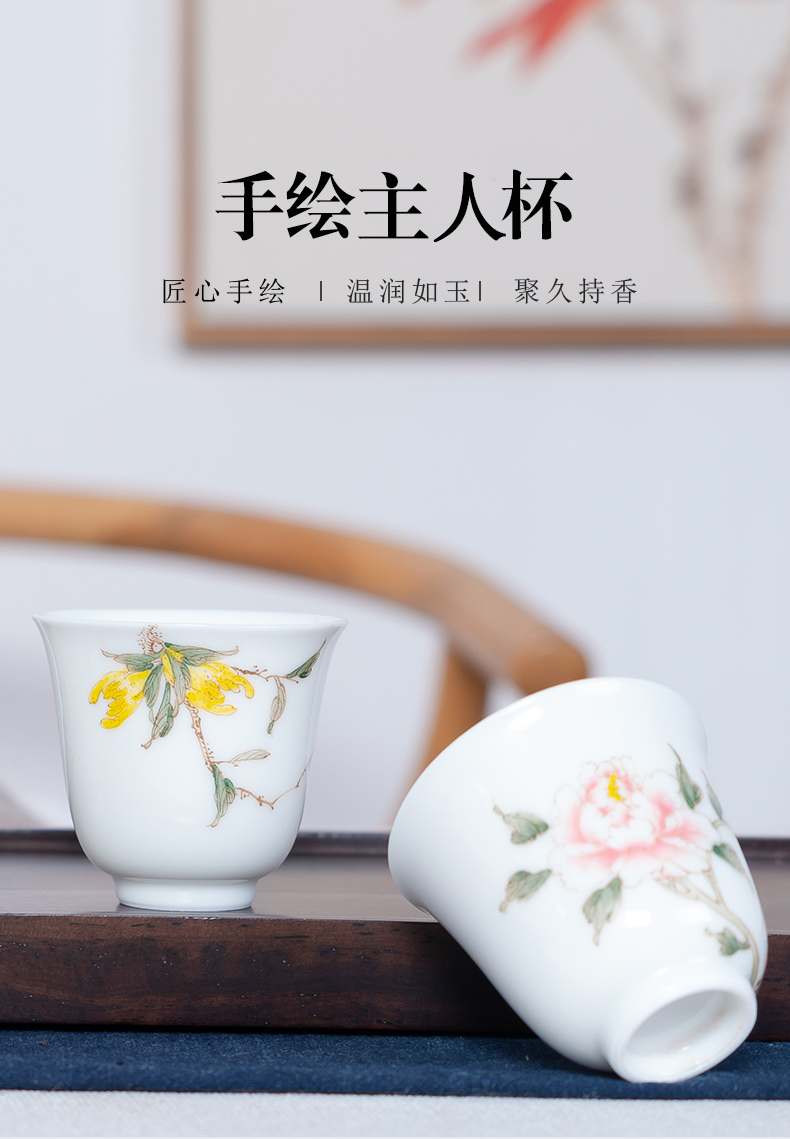 Jingdezhen ceramic tea set kung fu teacups hand - made master cup sample tea cup single cup, small cup of tea cup by hand