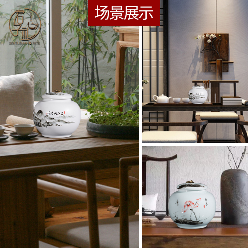 Jingdezhen caddy fixings size 1 catty ceramic POTS sealed jar with cover wake receives storage tank tea