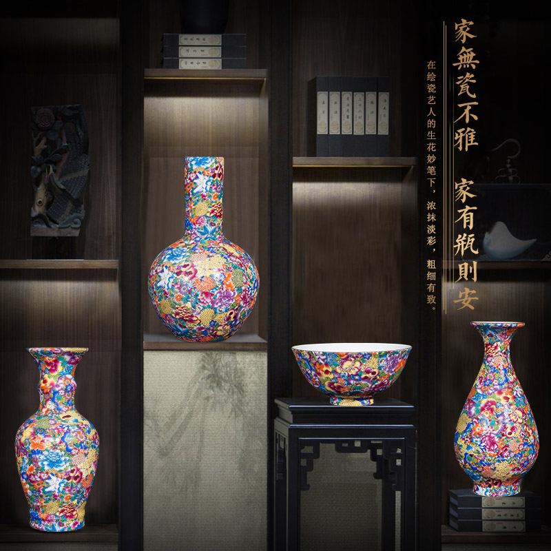 Archaize of jingdezhen ceramics craft vase rich ancient frame sitting room place high - grade colored enamel paint vase