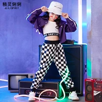 Cô gái nhảy hip hop đường phố phiên bản Hàn Quốc của trang phục khiêu vũ jazz trẻ em rốn mùa thu hiphop quần áo nhảy hiện đại thời trang cho bé gái