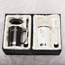 Coffee cup with cover spoon office lovers ceramic mug pair of couples home drink water cup Creative Mark Cup