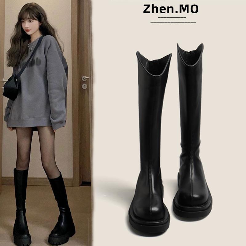 Женские ботинки Martin; новинка 2025 года; сезон осень-зима; длинные сапоги; рыцарские сапоги на толстой подошве; женские сапоги на тонком каблуке; маленькие сапоги