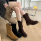 Wasteland style Maillard mid-calf boots for women 2025 new autumn western denim boots Birkenstock short boots Martin boots