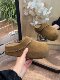 Thick-soled inner heightened Birkenstock toe half slippers for women, 2025 new autumn and winter plus velvet slip-on cotton slippers