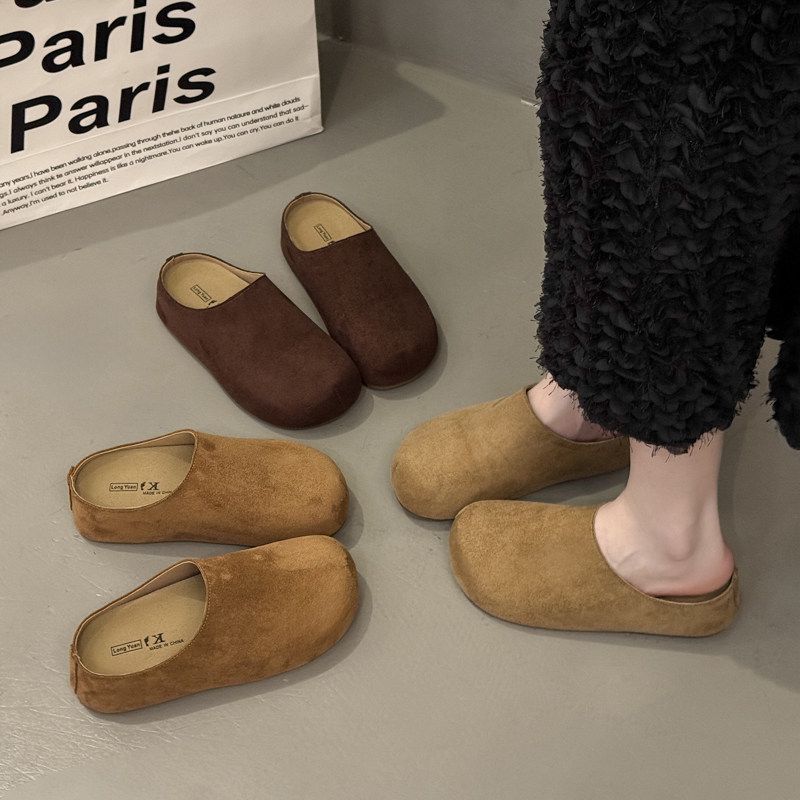 Super Popular Thick-Soled Birkenstock Shoes for Women, 2025 Autumn New Style, Slip-On Birkenstock Closed-Toe Half-Slippers, Comfortable Single Shoes