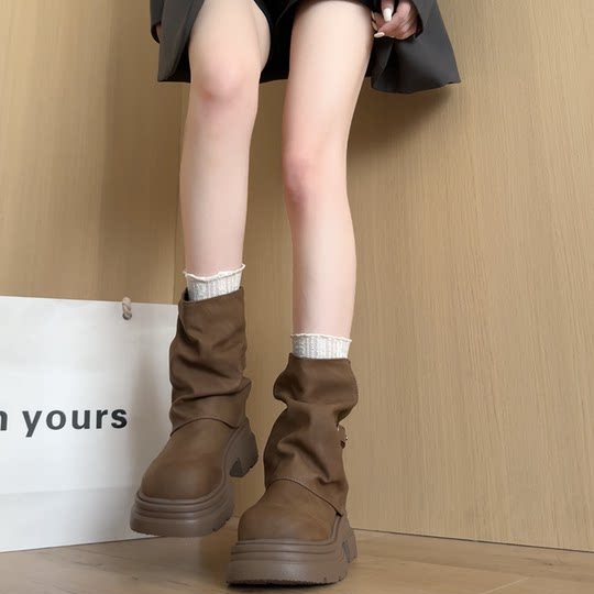 Short boots for women 2025 new autumn and winter fashionable and versatile super hot and good-looking Martin boots British style trouser boots