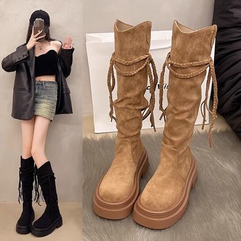 Trendy Women's Long Boots for Autumn and Winter 2025, New Korean Style ins High Boots with Thick Soles, Popular Riding Boots