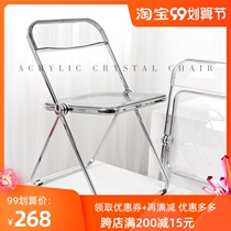 Transparent folding chair acrylic fashion Crystal dining chair light luxury back stool ins Net red photo chair makeup chair