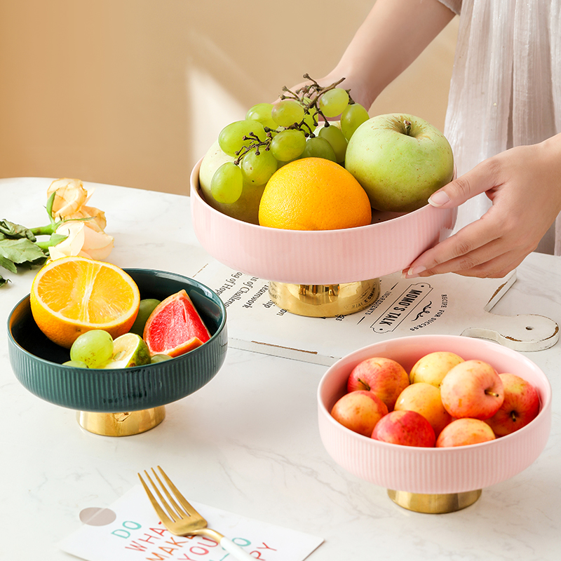 Nordic Light Lavish Fruit Tray Ceramic Idea Modern Living Room Tea Table Tennis Red Fruit Pan Snack Dish Extravagant High Foot tray