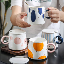 Creative mug ceramic cup Nordic water cup with lid spoon male and female student office coffee cup tea cup