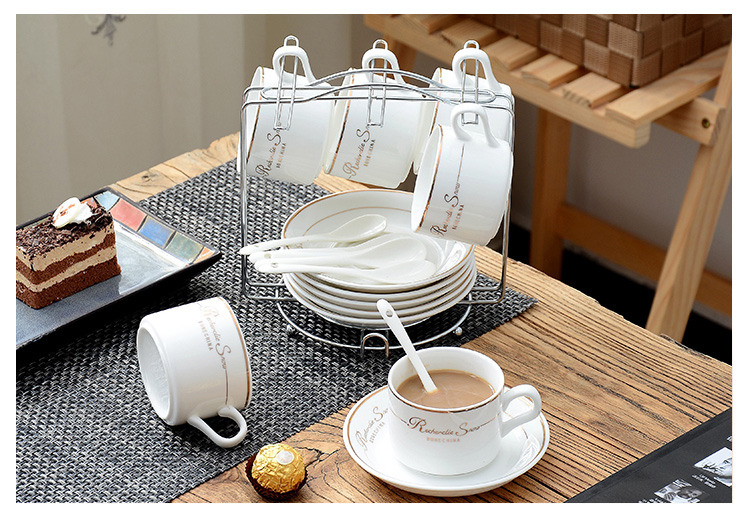 Cốc sứ châu Âu cốc cà phê và đĩa đặt sáng tạo đơn giản hộ gia đình cốc cà phê với kệ đặt bộ tách trà - Cà phê ly uống cà phê đẹp