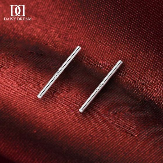 Pure silver earrings 999 pure silver ear stick ear piercing ear stick women's anti-blocking needle men's simple small ear bone ear needle earrings