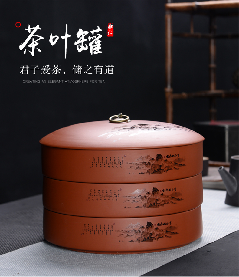 Can be superimposed puer tea cake ceramic tea pot large two cakes tea box packaging violet arenaceous wake tea POTS of household