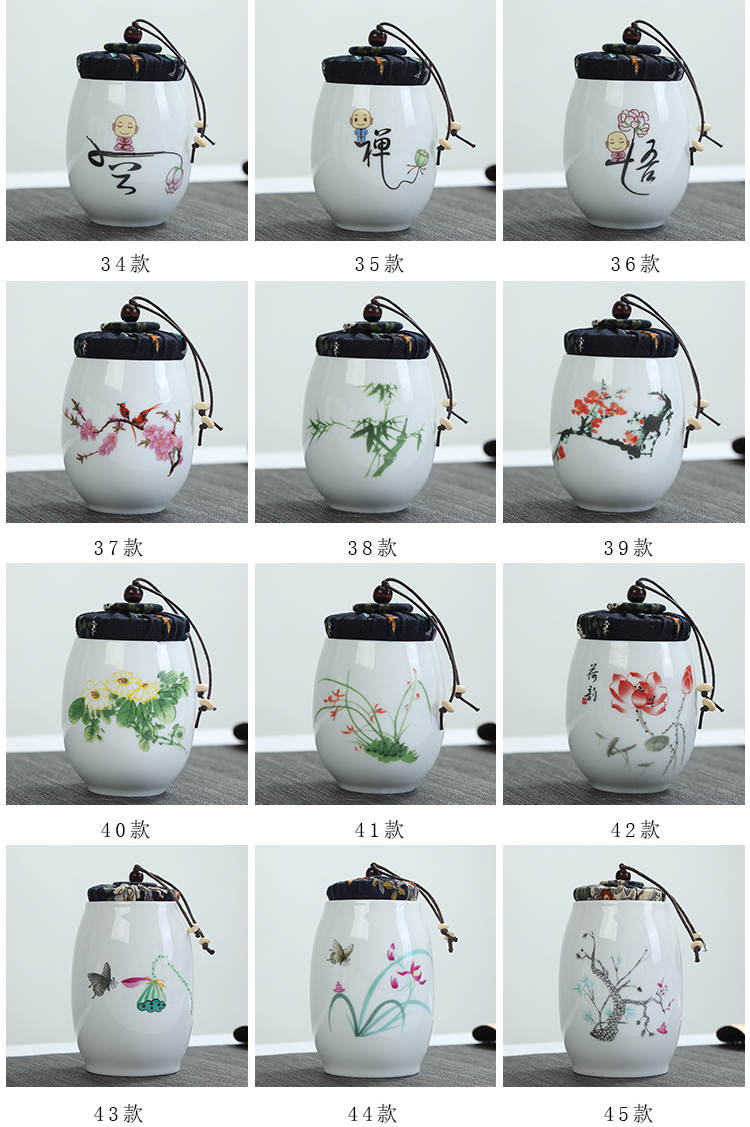 Seal your up coarse pottery portable mini ceramic ice crack storage tanks with pu 'er tea warehouse cloth cover white porcelain tea pot