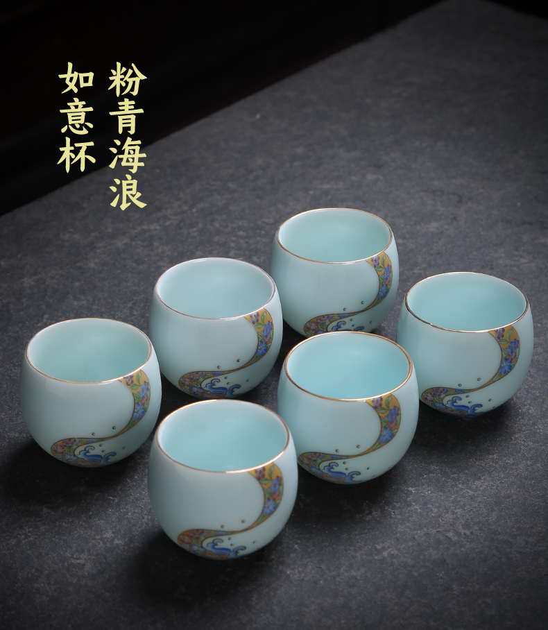 Celadon single pot of tea cups of tea set contracted to girder sample tea cup mat jingdezhen ceramic kung fu tea set home