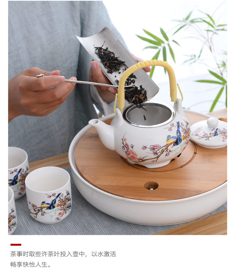 Tea set ceramic prevent hot double CPU kung fu Tea cup Chinese blue and white porcelain teapot suit household contracted