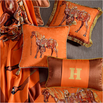 High Precision Orange Series Pillow European Luxury Pillow Orange Malaysia Model Room Sofa Bedside Tassel Cushion Cover