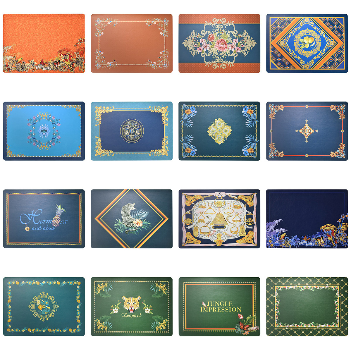 Leather Western Dining Mat Luxurious Printed Pattern Pu Leather Waterproof Oil Proof Table Mat Non-slip Heat Insulation Mat Nordic Wind