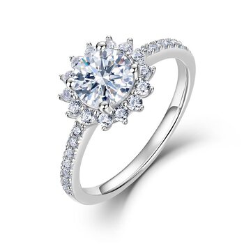 Xingzan 925 sterling silver gold-plated 1.52 carat laboratory-created synthetic diamond sunflower ring