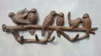 European and American countryside retro cast iron adhesive hook wall hanging wall wall coat adhesive hook clothes hook clothes hook clothes hat love bird adhesive hook