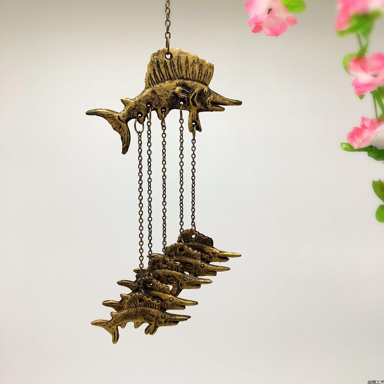 Wenchang fish metal antique southern cast iron hanging decoration ornaments doorbell rattles Wind chimes ornaments Wrought iron