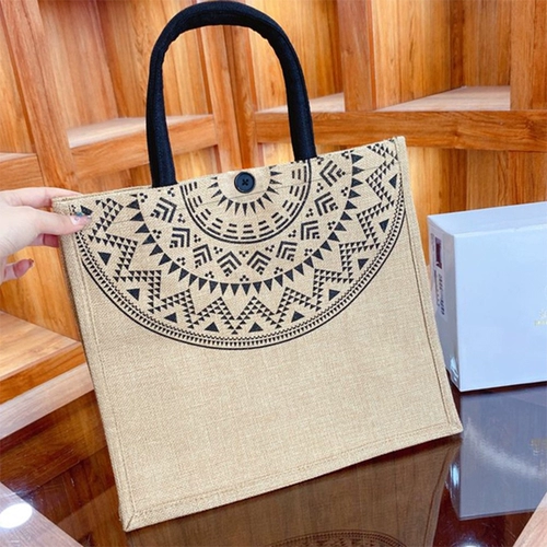 觉米 Вместительный и большой тканевый мешок, модная сумка на одно плечо, прямые продажи с завода, из хлопка и льна