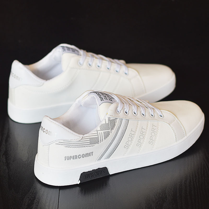 A07-1 White Grey Canvas2021 Xiaobai Korean version trend Versatile Fashion shoes spring Internal elevation teenagers  summer skate shoes Men's Shoes