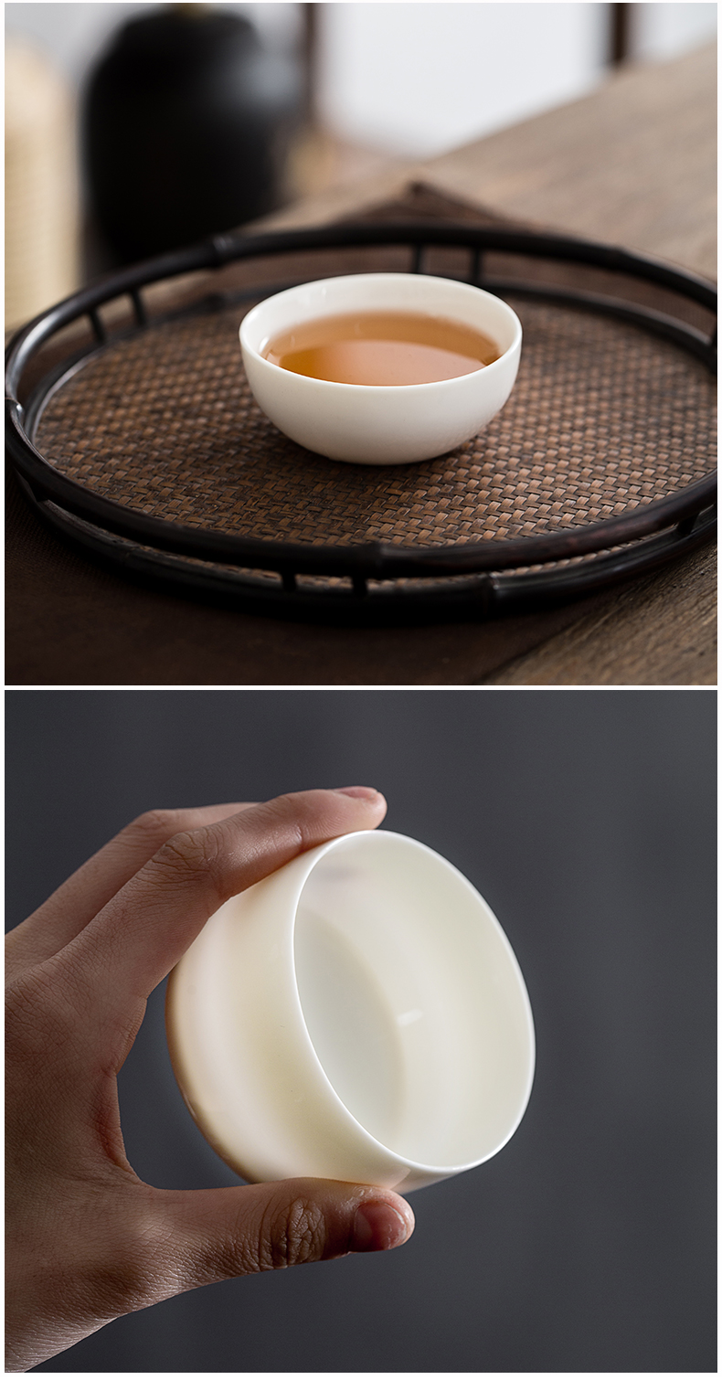 Lard white big kung fu master cup single CPU ceramic cups personal tea cup white porcelain tea set, to use the sample tea cup