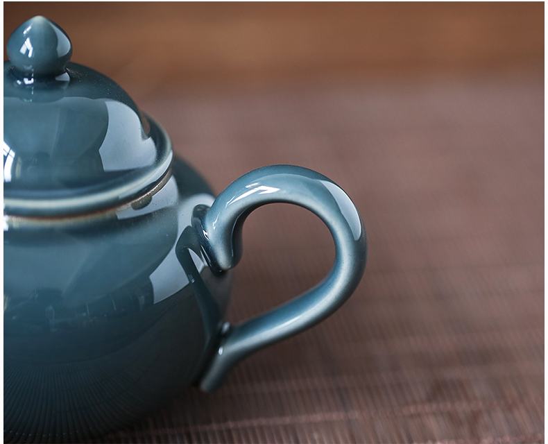 Earth story ji blue glaze ceramic teapot household Chinese kung fu tea tea service manual device to filter the teapot the teapot