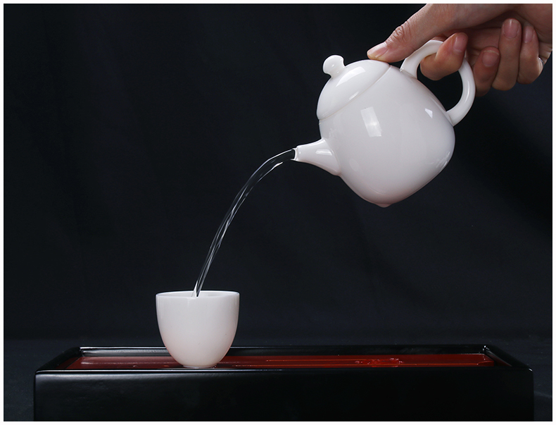 Dehua white porcelain ceramic teapot kung fu tea tureen to use household Long Dan pot of filter with three cups to use