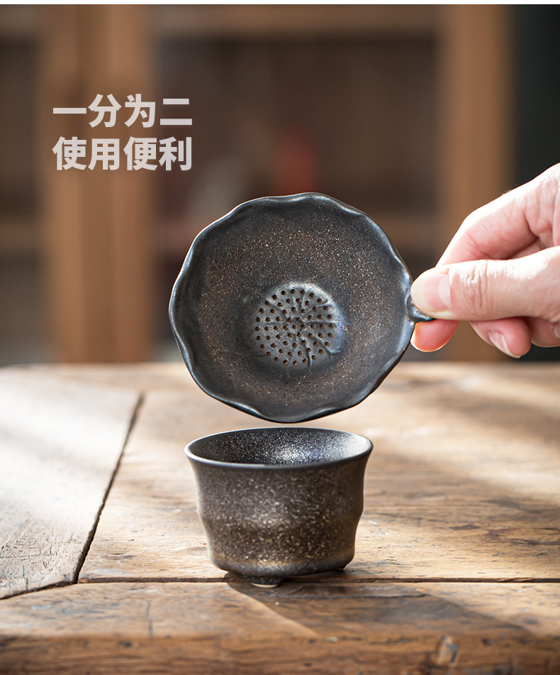 Checking out retro coarse pottery gold) filter household ceramic filter kung fu tea tea service parts make tea strainer