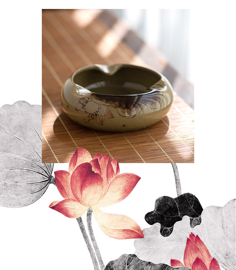 Ceramic ashtray Chinese hand - made creative move trend of Chinese wind restoring ancient ways home sitting room tea table with cover ashtrays