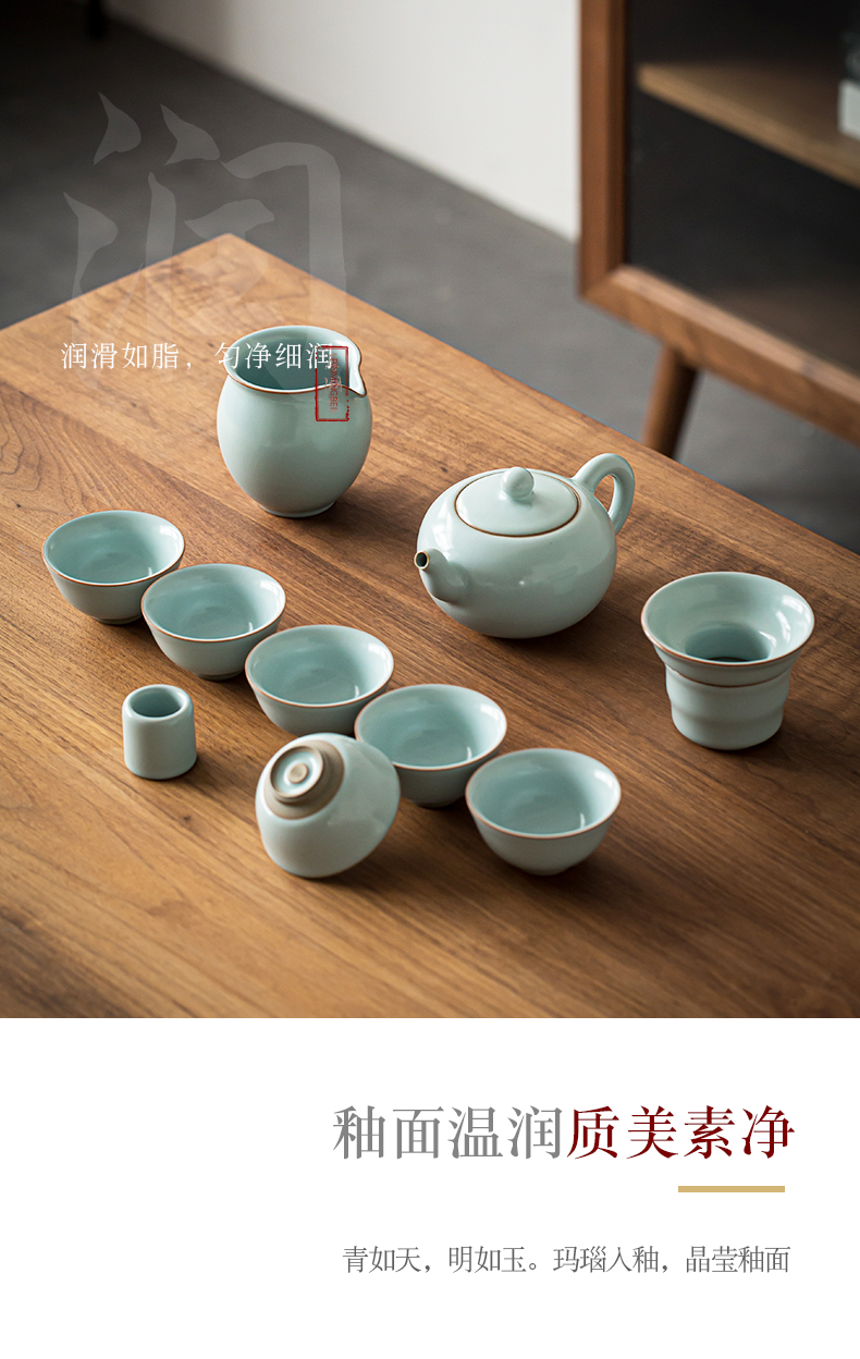 Jingdezhen azure pure manual your up kung fu tea set home sitting room tea ceramic cups xi shi pot