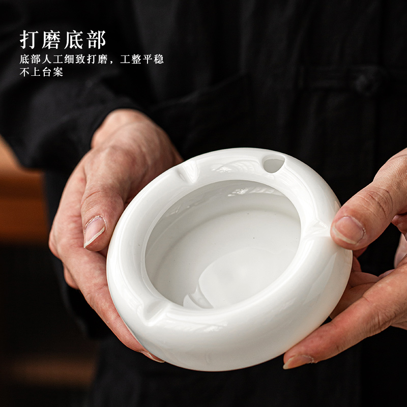 Dehua white porcelain contracted fashion jade ceramic ashtray home furnishing articles office ashtray sitting room move trend