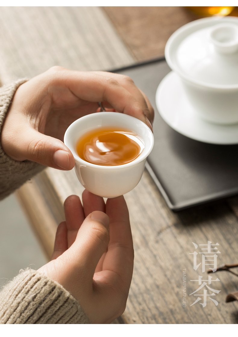 Sweet white hand kung fu tea cups jingdezhen thin foetus master cup white porcelain bowl with single cup small cups sample tea cup