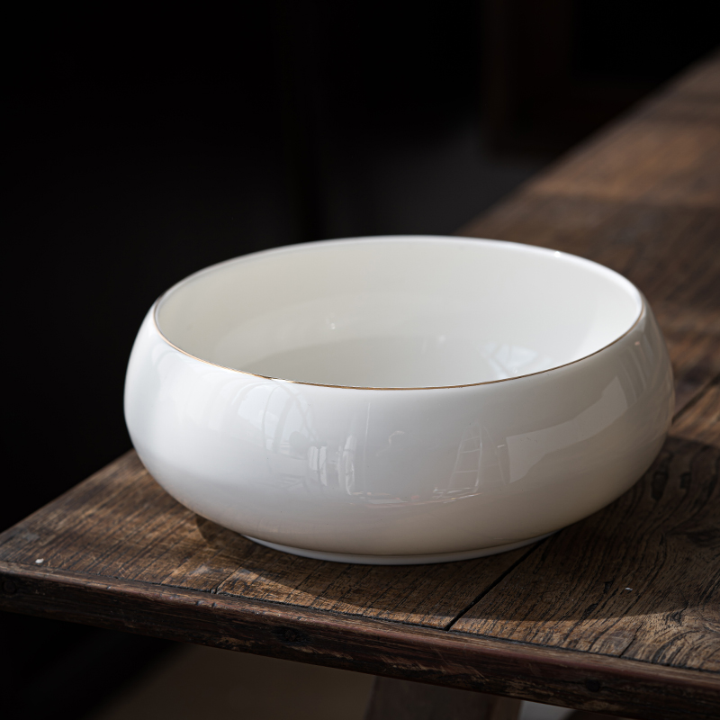 Dehua to heavy pure white jade porcelain large tea to wash to the writing brush washer wash to ceramic tools make tea tea tray parts water jar hydroponics