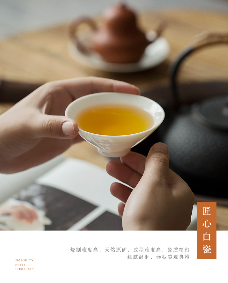 Dehua lard white kung fu tea cups ceramic bowl sample tea cup single white porcelain tea set tea cup small hat cup master