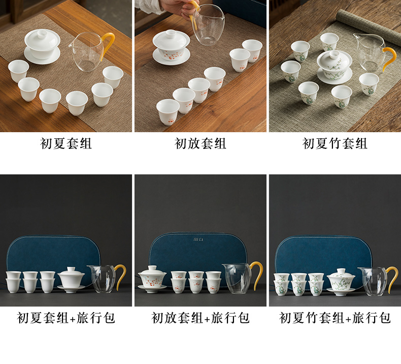 Jingdezhen only sweet white thin foetus hand - made three tureen single tea bowl to bowl kung fu tea set, ceramic cups