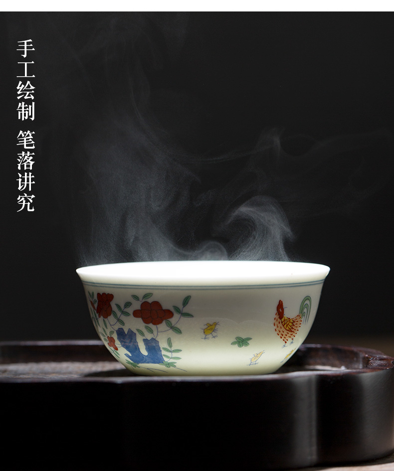 Jingdezhen ceramic antique Ming chenghua chicken color bucket cylinder cup kung fu tea cup tea sample tea cup, master cup