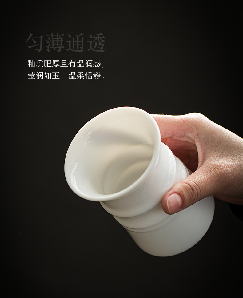 Suet jade white porcelain tea six gentleman ceramic household single brush pot ebony ChaGa kung fu tea accessories