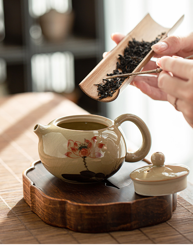 Hand lotus xi shi pot of ice to crack the up with jingdezhen ceramic kung fu tea set manually teapot single pot of household