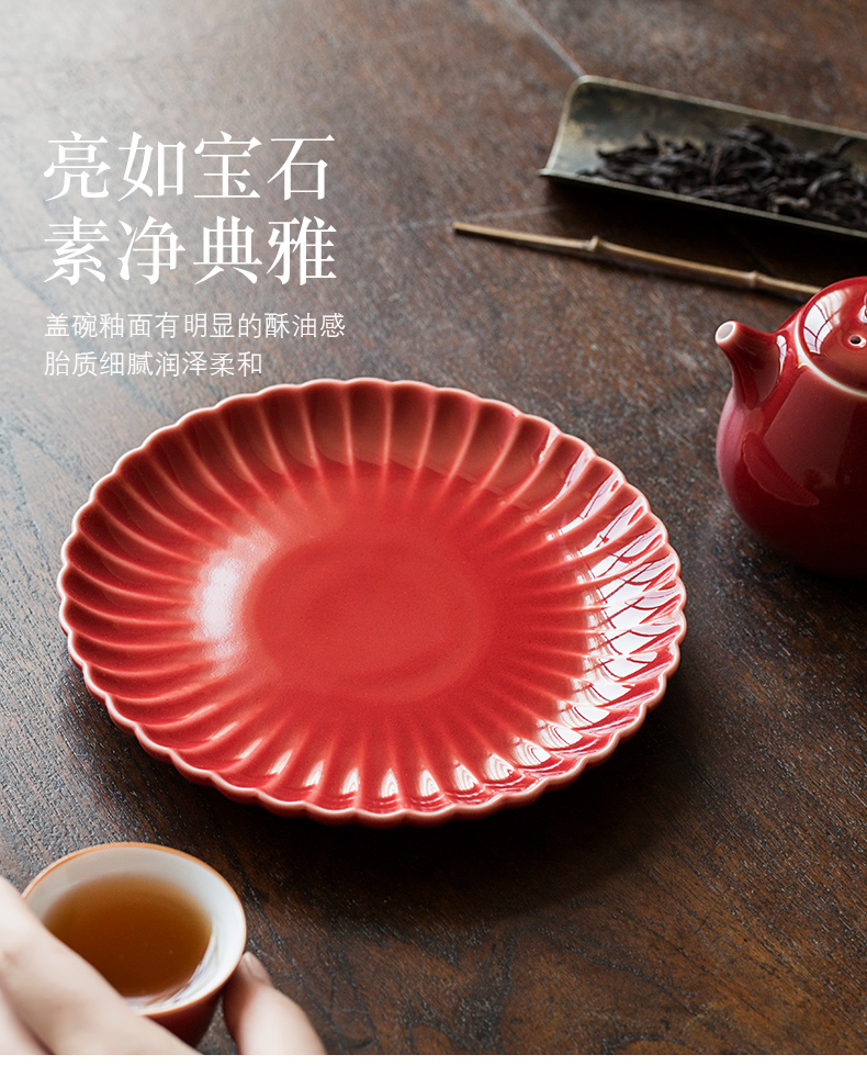 Jingdezhen undressed ore ji red pot bearing Japanese petals bearing fruit bowl tea dry terms plate ceramic pot dry tea table