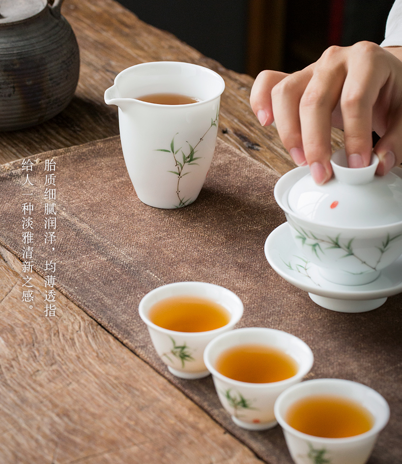 Earth story jingdezhen pure hand - made bamboo under the glaze color fair keller contracted ceramic tea set tea sea