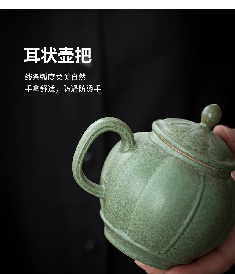 Jingdezhen green glaze up teapot single pot of Japanese kung fu tea set manually restoring ancient ways of household ceramics xi shi pot