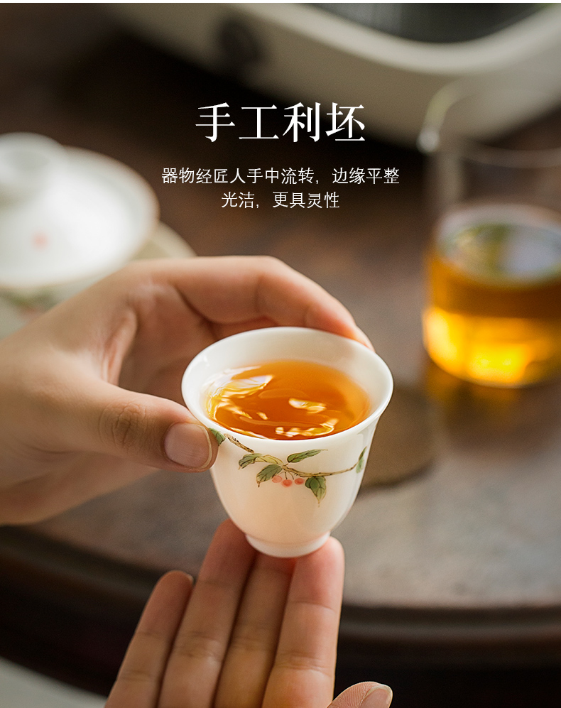 Jingdezhen hand - made pure manual under glaze color porcelain ceramic kung fu tea set personal sample tea cup cup cup single CPU