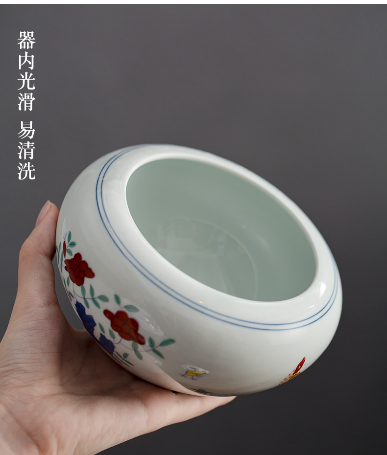 Chicken cylinder built water in a large bath jingdezhen ceramic device serving soup slag slag bucket water jar kunfu tea table accessories