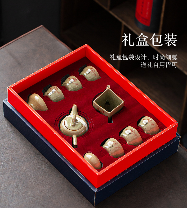 Jingdezhen hand - made of make tea tea set gift boxes home sitting room office contracted the up kung fu tea set