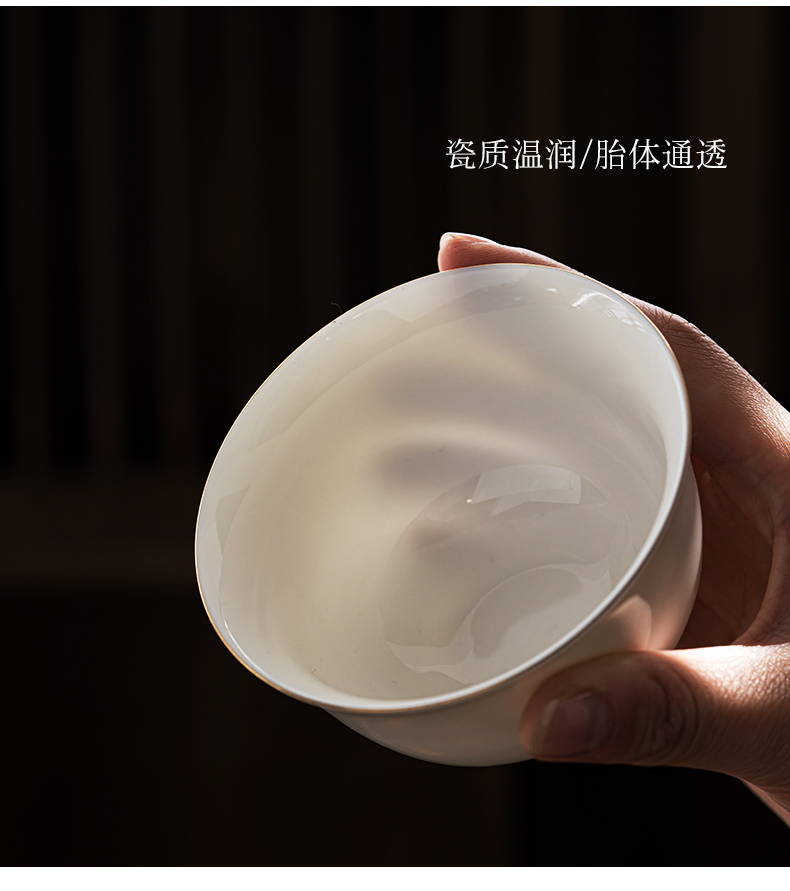 Earth story suet jade white porcelain tureen large kung fu three cups to make tea bowl of individual household ceramic tea set